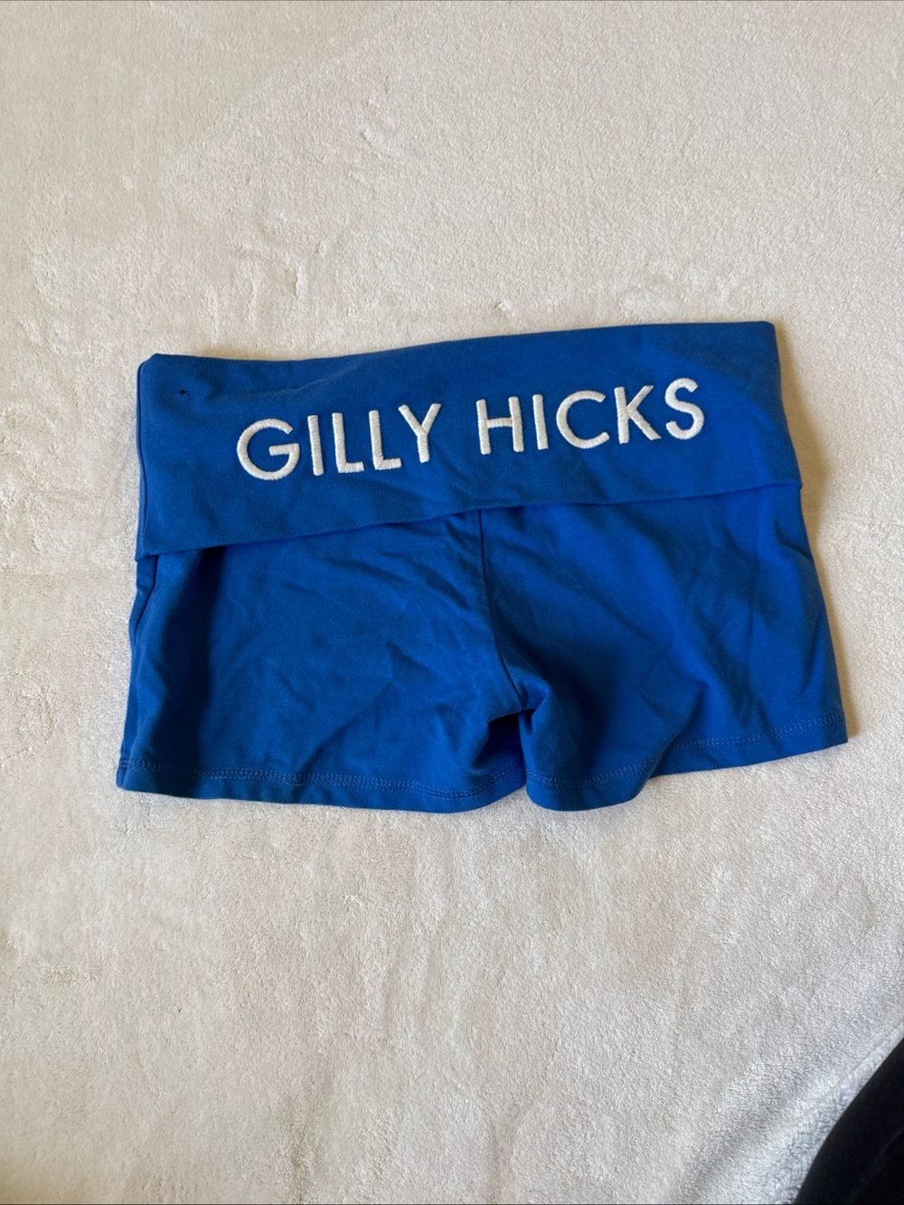 Gilly Hicks Y2K 2000s Royal Blue cheeky Logo Fold-Over Lounge Shorts Small
